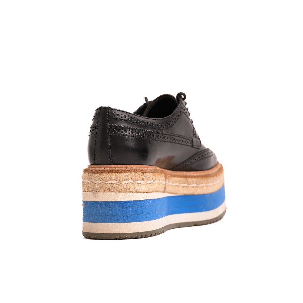 Excellent Prada Leather Shoes Combined Color Size 36.5 with Platform Sole - Picture 3 of 7